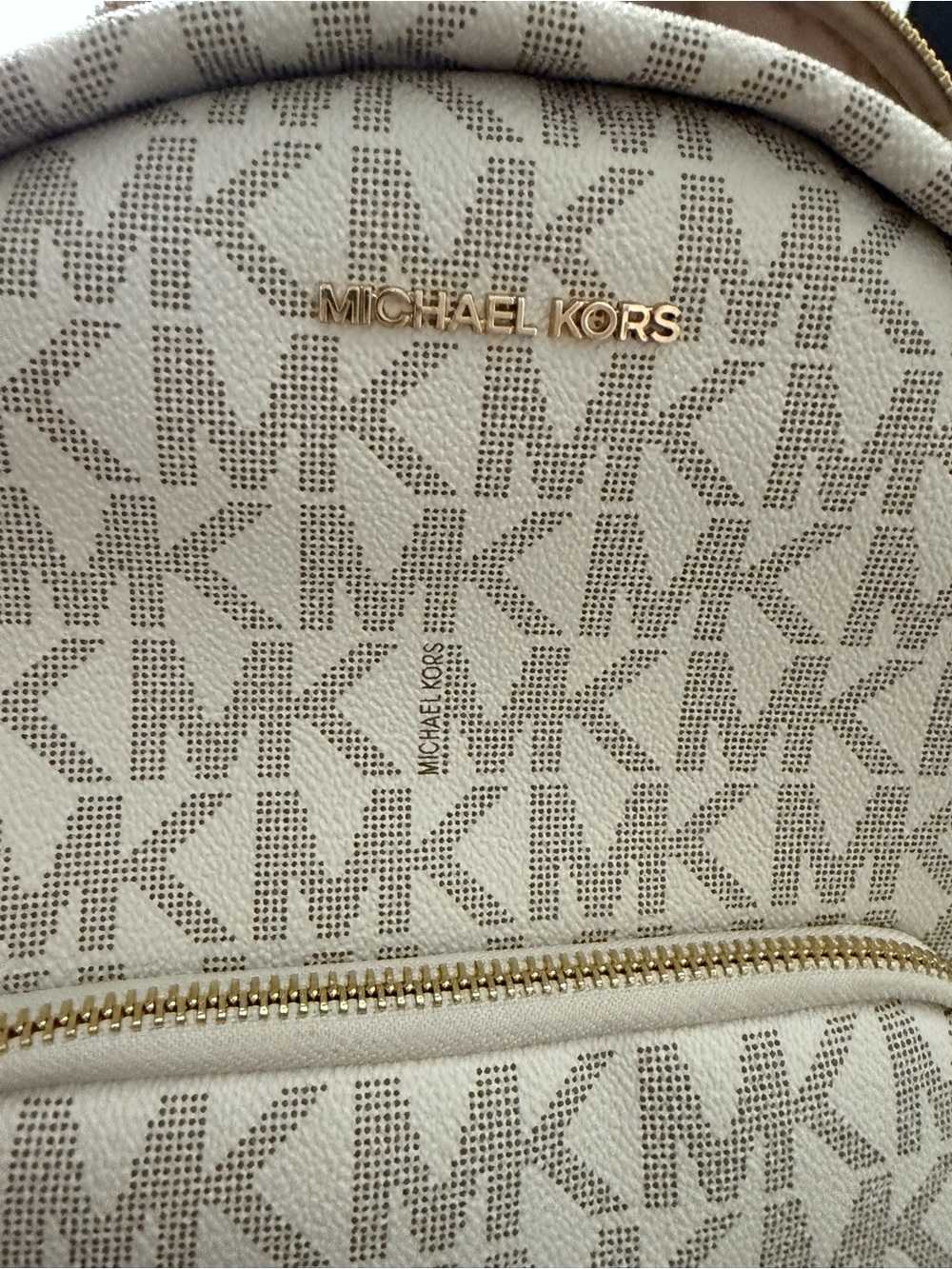 Michael Kors Beige and Brown MK Signature Backpack - Picture 6 of 7